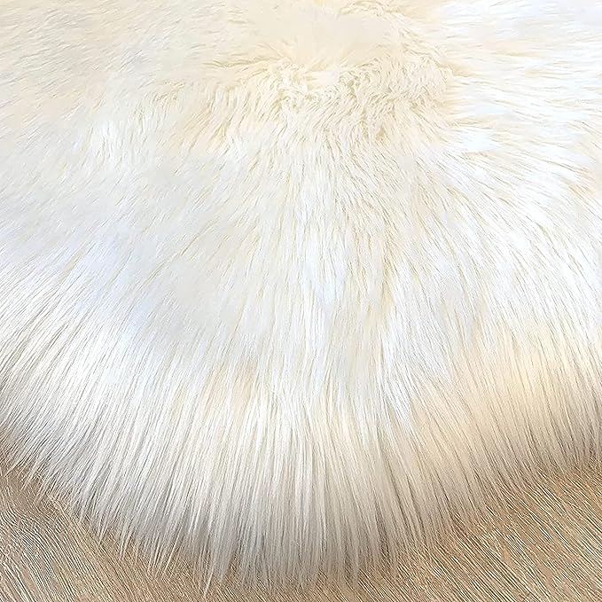 Free Shape Luxury Soft Fluffy Shag Area Rug Single and a Half 2'x4', 60x120cm - Vegan Fur Ultra Soft Indoor Carpet Nursery Rugs for Bedroom Home Decor, White