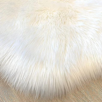 Free Shape Luxury Soft Fluffy Shag Area Rug Single and a Half 2'x4', 60x120cm - Vegan Fur Ultra Soft Indoor Carpet Nursery Rugs for Bedroom Home Decor, White