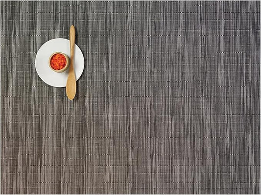 Chilewich Bamboo Placemats Set of 4 - Woven Rectangle Placemats - Reusable, Stain-Resistant, Indoor/Outdoor Tabletop Protection - 18.5" x 13.5" - Grey Flannel