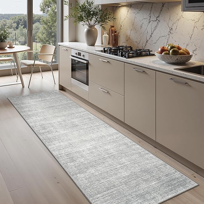 Valenrug Washable Rugs 2x6 - Stain Resistant 2x6 Area Rugs for Living Room, Non Slip Backing Large Area Rugs for Bedroom, Folable Machine Washable Area Rug (2'x6', Grey)