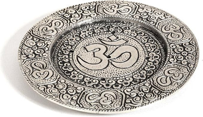Hosley Tibetan Style Aluminum Incense Sticks Burner for Aromatherapy and Home Ambiance Aged Silver Finish 4.5" Diameter