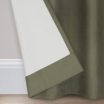 Eclipse Kendall Modern Blackout Thermal Rod Pocket Window Curtain for Bedroom or Living Room (1 Panel), 42 X 84, Artichoke (Pack of 2)