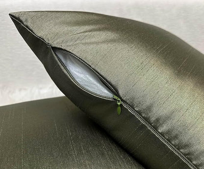 Aiking Home 24x24 Inches Faux Silk Square European Shams, Zipper Closure, Sage (Set of 2)