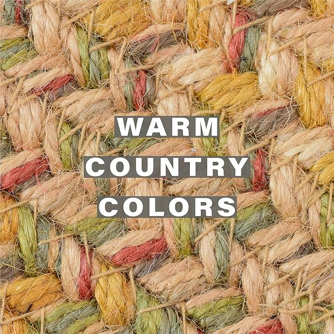 Homespice Harvest Jute Braided Placemats, Warm Country Decor, Set of 4, Multicolor 13x19 Oval Table Mats - Vibrant Colors, Durable, Easy to Clean and Protects Furniture