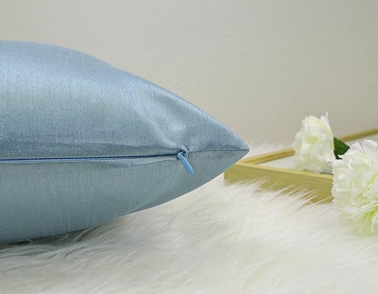 Aiking Home 12x18 Inches Faux Silk Rectangular Throw Pillow Cover, Zipper Closure, Slate (Set of 2)