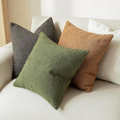 Foindtower Pack of 2 Textured Boucle Throw Pillow Covers Accent Solid Decorative Lumbar Pillow Cases Cozy Couch Cushion Case for Sofa Living Room Home Decor, 12 x 20 Inch,Dark Brown