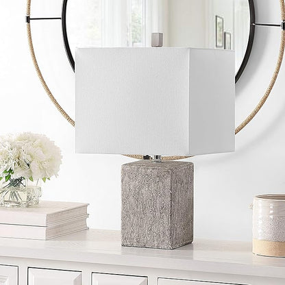 SAFAVIEH Lighting Collection Jaxon Modern Farmhouse Grey Ceramic 21-inch Bedroom Living Room Home Office Desk Nightstand Table Lamp Set of 2 (LED Bulbs Included)