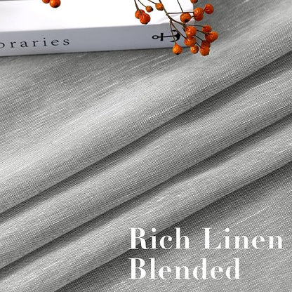 H.VERSAILTEX Linen Sheer Curtains 72 Pair Set Linen Textured Semi-Sheer Curtains Nickel Grommet Window Treatment Panels for Living Room, Open Weave - 52" W x 72" L, Grey