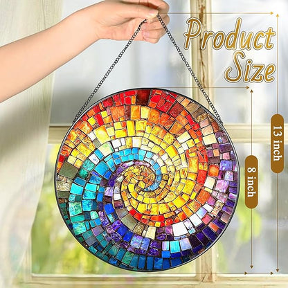 8'' Rainbow Spiral Suncatcher Ornament, Stained Glass Window Hanging, Sun Catchers for Windows Hanging Ornaments, Window Decor, Ideal Gift | Gifts for Art Lovers, Friends, Family