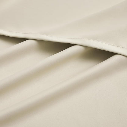 DUALIFE 90 Inch Curtains Cream Beige Blackout Window Drapes for Bedroom Thermal Insulated Room Darkening Curtains 2 Panels for Living Room,Grommet Top 52x90 Inches Long