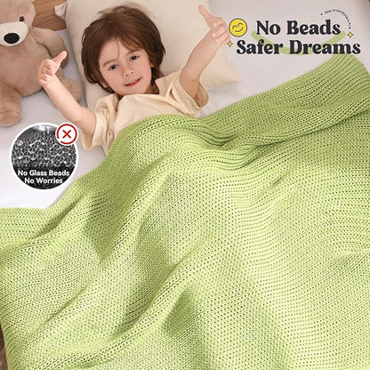 Guohaoi Knitted Weighted Blanket Kids (Light Green 40"x60" 10lbs) No Beads Cooling Heavy Blanket, Home Decor Breathable Chunky Knit Throw Blanket for All-Season Use