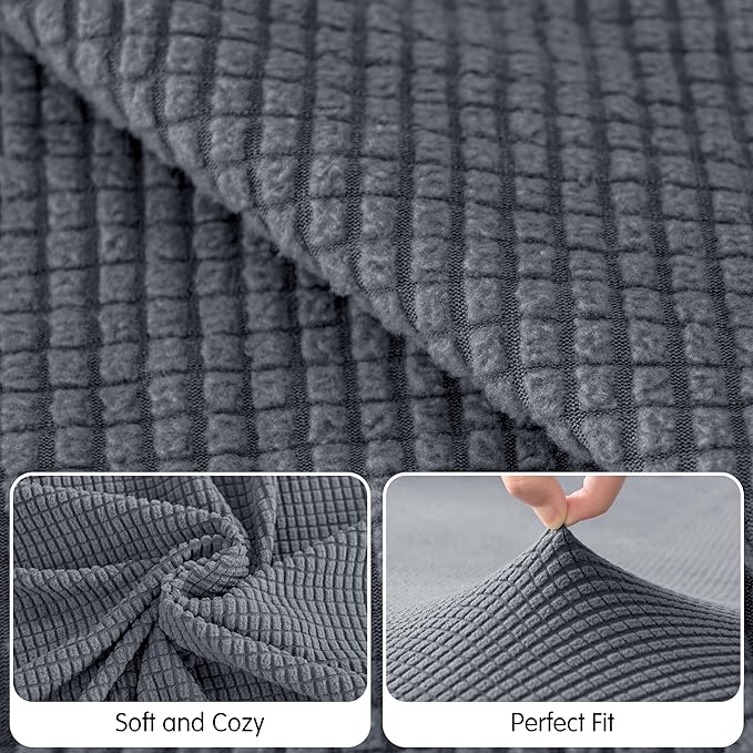 Hokway Stretch Chaise Cover Individual Couch Cushion Slipcovers Reversible Cushion Protector Slipcovers Sofa Cushion Protector Covers (Chaise Cover, Grey)