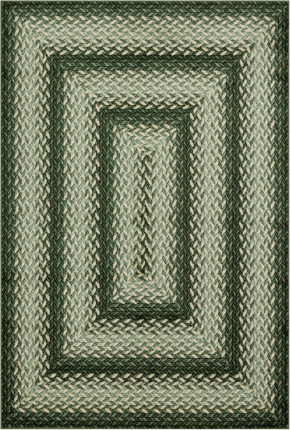 Maples Rugs Marion Bohemian Braided Design Print Area Rug – Made in USA – Low Pile, Non Slip Pet-Friendly Mat for Bedroom, Office, Living & Dining Room, 5' x 7', Green