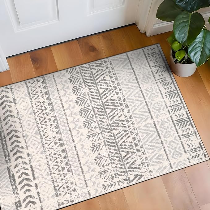 Rugshop Geometric Boho Perfect for high Traffic Areas of Your Living Room,Bedroom,Home Office,Kitchen Area Rug 2'7" x 4' Gray
