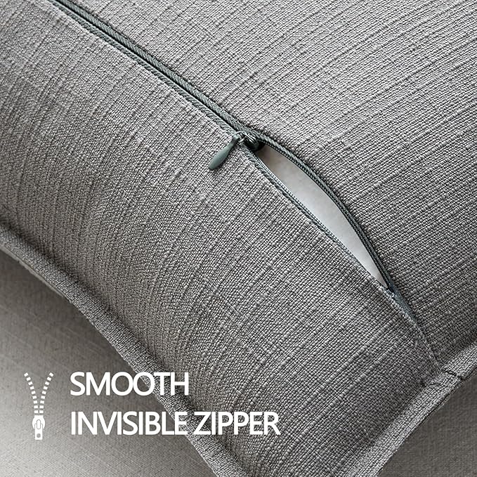 MIULEE Pack of 2 Thick Textured Couch Throw Pillow Covers, Grey Decorative Pillow Covers 20x20, Neutral Linen Cushion Cases for Sofa Bed Living Room Modern Farmhouse Home Decor, No Filling