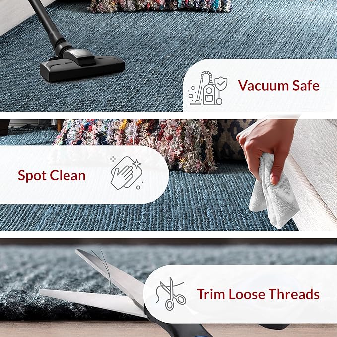 Nuloom Daniela Blue, 7'6" x 9'6", Handmade, Jute, Tassel, Soft and Textured, High Traffic, Stain Resistant, Easy Clean, Durable Area Rug for Bedroom, Living Room, Dining Space, Foyer, Entryway
