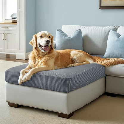 CHUN YI Stretch Sectional Couch Covers 1 Piece Chaise Lounge Slipcover L Shape Separate Cushion, Chaise Couch Cover for Both Left/Right Sectional Couch (Chaise Cover, Light Grey)