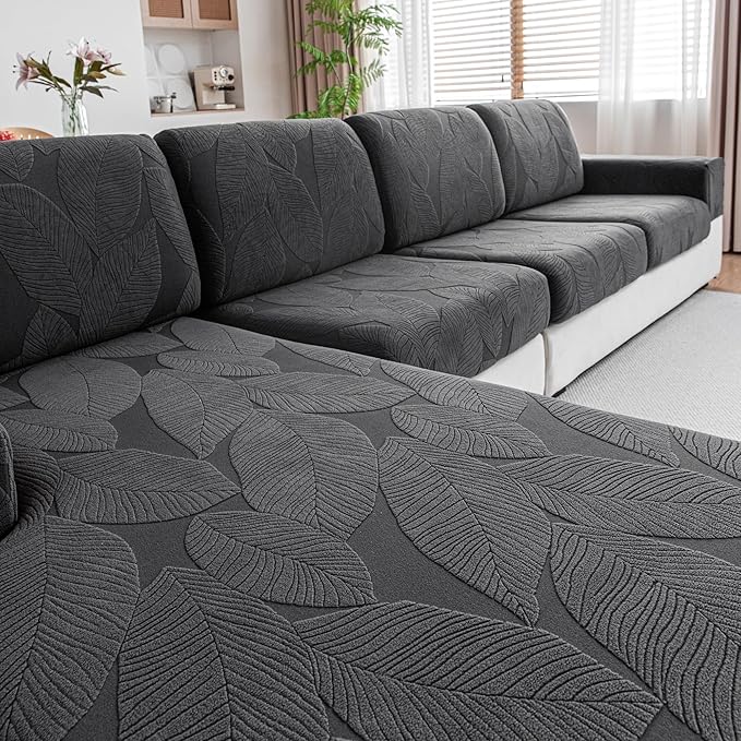 Couch Covers for Sectional Sofa, Washable Stretch Soft Sofa Cushion Covers L Shape Sofa Slipcovers Anti Slip Furniture Decor Protector for Pets (1PC Back Couch Cover,Dark Gray)