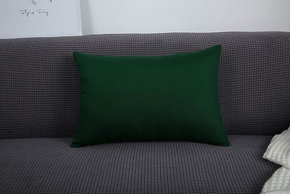 TangDepot Handmade Decorative Solid 100% Cotton Canvas Throw Pillow Covers/Pillow Shams, (12"x18", Deep Green)