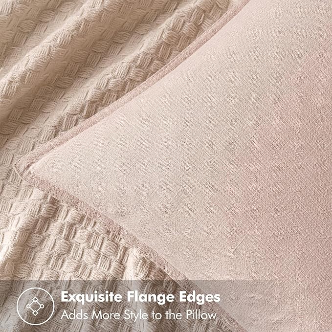 MIULEE Decorative Linen Pillow Covers 18x18 Inch Light Pink Boho Farmhouse Neutral Valentine Spring Couch Throw Pillows for Bed Pack of 2 Accent Modern Pillowcase Sofa Livingroom Home Decor