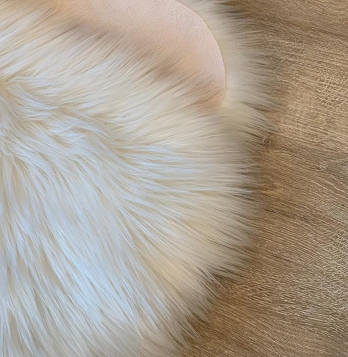 LAMBZY Faux Sheepskin Super Soft Hypoallergenic Silky Shag Rug for Living Room, Kids Room, Sofa (Single 2'x3', White)