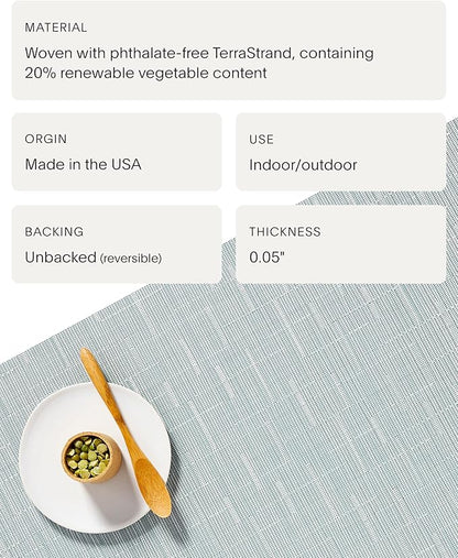 Chilewich Bamboo Placemats Set of 4 - Round Woven Placemats - Reusable, Stain-Resistant, Indoor/Outdoor Tabletop Protection - 15" - Seaglass