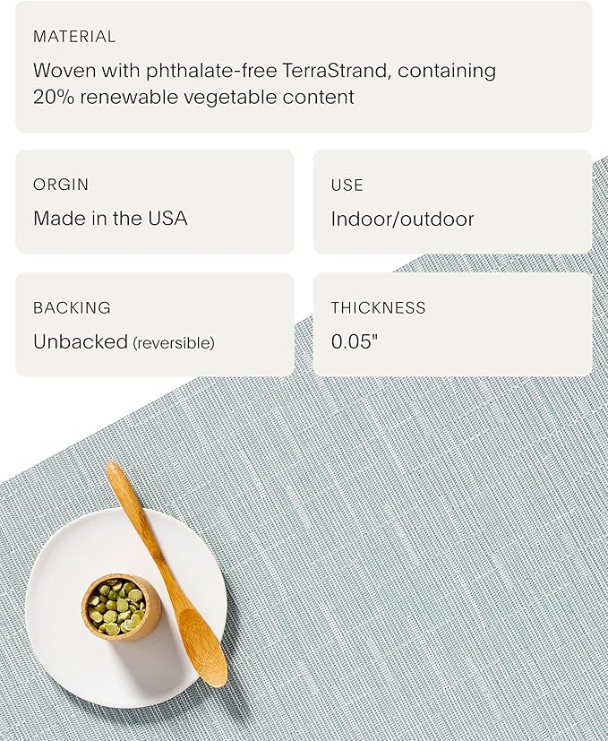 Chilewich Bamboo Placemats Set of 4 - Woven Rectangle Placemats - Reusable, Stain-Resistant, Indoor/Outdoor Tabletop Protection - 18.5" x 13.5" - Seaglass