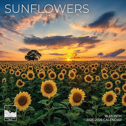 Sunflowers Wall Calendar 2026 | Sunflower Field Calendar | 12" x 24" Open | Giftable Flowers Calendar 2026 | Thick & Sturdy Paper | Pacific Waters Press (Sunflowers)