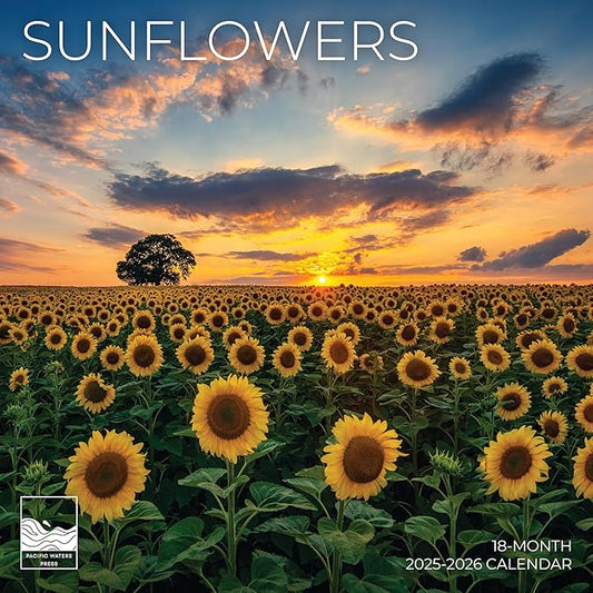 Sunflowers Wall Calendar 2026 | Sunflower Field Calendar | 12" x 24" Open | Giftable Flowers Calendar 2026 | Thick & Sturdy Paper | Pacific Waters Press (Sunflowers)