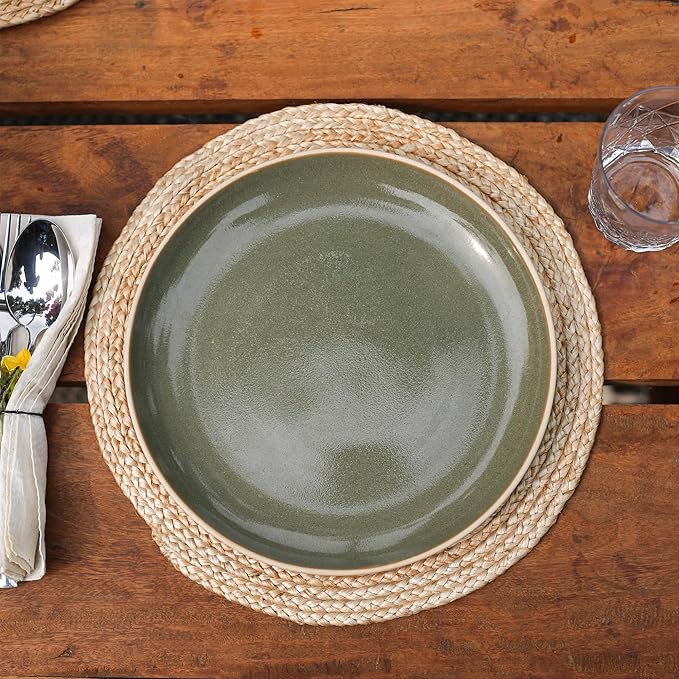 Eco Crave Jute Round Woven Placemats Set of 12, Natural 13 Inch Boho Farmhouse Rustic Hand Woven Place mat for Dining Table Decor, Wicker Chargers Heat Resistant Easy to Clean and Non-Slip Placemat