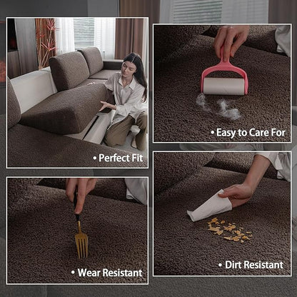 Couch Cushion Covers for Sectional Sofa, Stretch Soft Sofa Slipcovers Washable Wear-Resistant Universal Furniture Protector for Living Room(1 Piece Loveseat Cover, Brown)