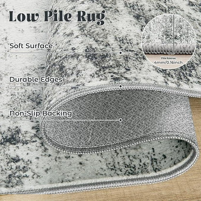 6x9 Area Rugs for Living Room, Washable Modern Abstract Large Area Rug Neutral Soft Non Slip Kids Rug Stain Resistant Indoor Carpet for Bedroom Nursery Dining Room Playroom Home Office(Grey, 6'x9')
