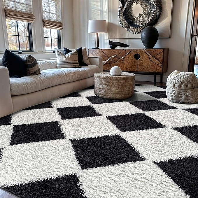 Rugshop Diamond Wave Pattern Shag Area Rug Anthracite Dark Gray 7' 10" x 10' Perfect for Large Living Rooms, Dining Areas, or Master Bedrooms
