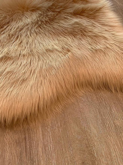 LAMBZY Faux Sheepskin Super Soft Hypoallergenic Silky Shag Rug for Living Room, Kids Room, Sofa (Decto 10 Pelts 6'x10', Beige)