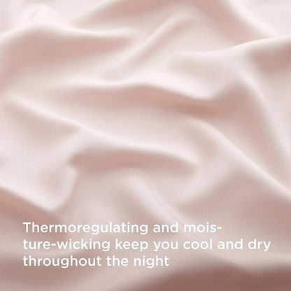 Bedsure Cooling Sheets Twin, Rayon Derived from Bamboo, Breathable & Soft Twin Sheets Set, Deep Pocket Up to 16 Inches, Hotel Luxury Silky Bedding for Hot Sleepers, Pink