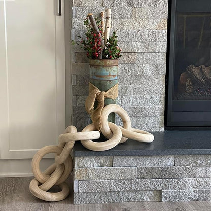 7Penn Wood Chain Link Decor - Large Decorative Chain Coffee Table Decor Pine Wood 8 Link Chain for Shelves