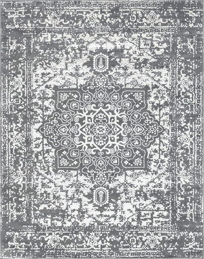 Rugs.com Arlington Collection Rug – 8' x 10' Dark Grey Medium-Pile Rug Perfect for Living Rooms, Large Dining Rooms, Open Floorplans