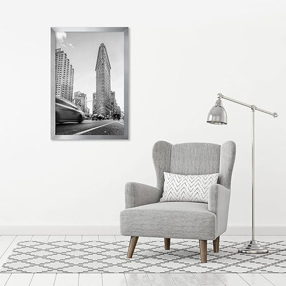 Americanflat 24x36 Poster Frame with Polished Plexiglass - Silver Picture Frame - Wide Photo Frames Made of Engineered Wood for Vertical or Horizontal Wall Display - Epic Collection - Silver