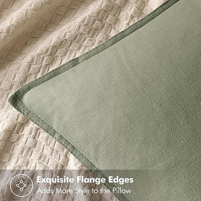 MIULEE Decorative Linen Pillow Covers 20x20 Inch Sage Green Boho Farmhouse Neutral Spring Couch Throw Pillows for Bed Pack of 2 Accent Modern Pillowcase Summer Sofa Livingroom Home Decor