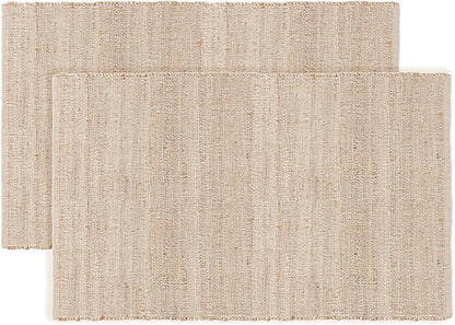 REDEARTH · Jute Cotton Area Rug - 4'x6' Rectangular Rug, Sustainable Handwoven, Non-Shedding, Soft & Durable – Reversible, Neutral Tones for Home Décor in Living Room, Dining Room, Bedroom, Set of 2