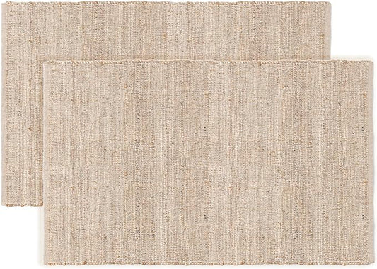 REDEARTH · Jute Cotton Area Rug - 4'x6' Rectangular Rug, Sustainable Handwoven, Non-Shedding, Soft & Durable – Reversible, Neutral Tones for Home Décor in Living Room, Dining Room, Bedroom, Set of 2