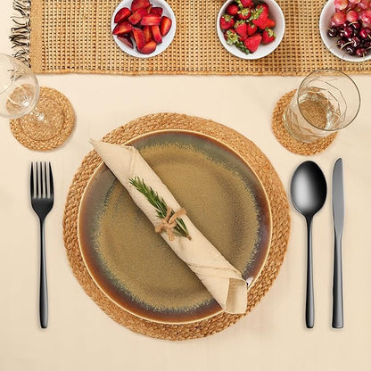 Eco Crave Jute Round Woven Placemats Set of 4, Natural 13 Inch Boho Farmhouse Rustic Hand Woven Place mat for Dining Table Decor, Wicker Chargers Heat Resistant Easy to Clean and Non-Slip Placemat