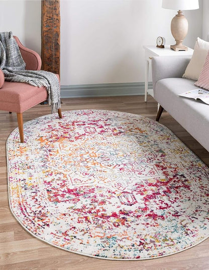 Rugs.com Arlington Collection Rug – 3' x 5' Oval Multi Medium-Pile Rug Perfect for Living Rooms, Large Dining Rooms, Open Floorplans