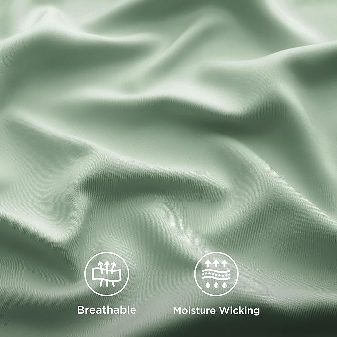Bedsure Full Size Bed Sheets, Cooling Sheets, Rayon Derived from Bamboo, Breathable & Soft, Deep Pocket Up to 16 Inches, Hotel Luxury Silky Bedding for Hot Sleepers, Sage Green