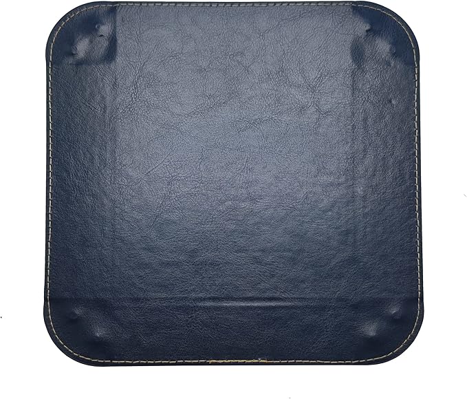 PU Valet Tray Organizer Storage 5.5"x5.5"X1.2". Key Jewelry Tray, Dice Box Bedside Tray,Wallets Watches Keys Coins Mobile Phones Organizer, Office Desk Accessory Catchall (Brown).