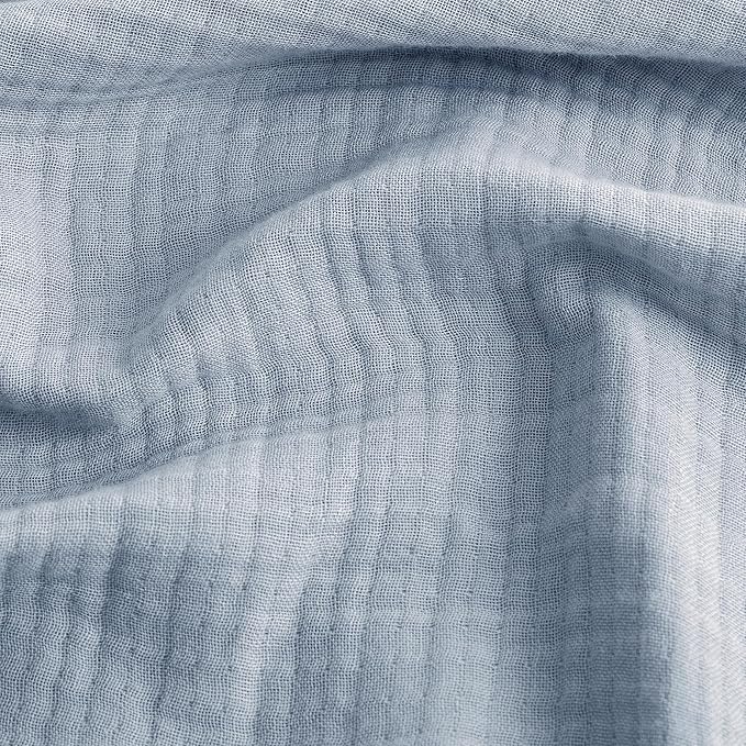 FOSSA Muslin Blanket with Fringe - 4-Layer 100% Cotton Gauze Super Soft & Breathable Throw -Lightweight Decorative Cooling Blanket for Bed, Sofa, Office (Cornflower Blue, Twin XL (66" × 90"))