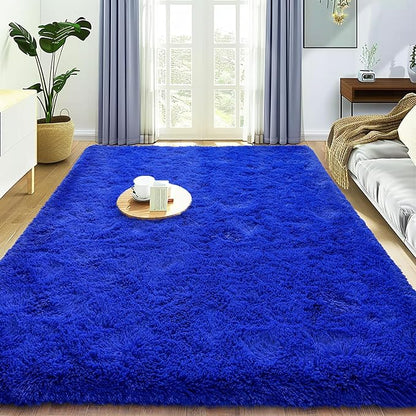 Ultra Fluffy Area Rugs for Living Room Bedroom, 6x9 Fuzzy Large Living Room Rugs, Thick Shag Rug for Dorm, Soft Non Slip Kids Girls Boys Rug for Home Decor Aesthetic, Royal Blue