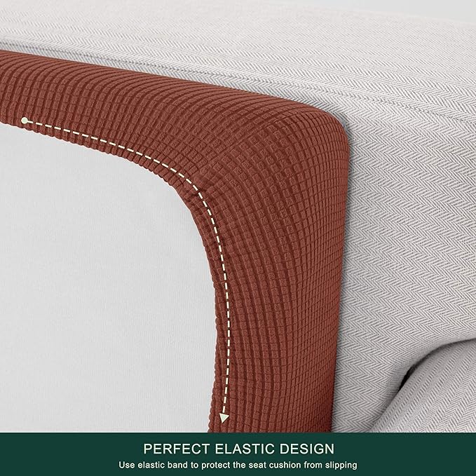 CHUN YI Medium Couch Cushion Cover Stretch for Loveseat, Sofa Seat Slipcovers for Pets, Suitable for Armchair Loveseat Sofa with Spandex Jacquard Washable Fabric(Medium,Brick)