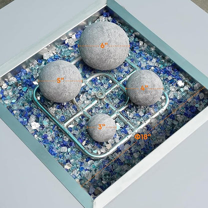 Stanbroil Ceramic Balls - 6" Round Fire Stones for Fire Pit Fire Bowl and Fireplace - Set of 4, Gray