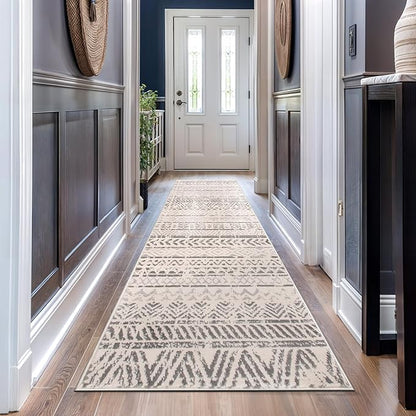 Rugshop Geometric Boho Perfect for high Traffic Areas of Your Living Room,Bedroom,Home Office,Kitchen Runner Rug 2'7" x 10' Gray